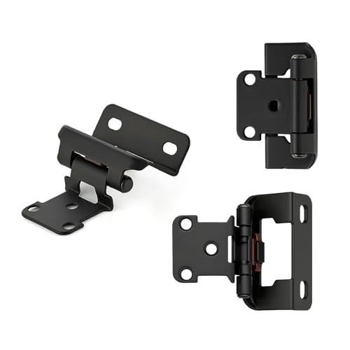 Matte Black Cabinet Hinges, 1/2 Inch Overlay, 4 Pack(2 Pairs) - color: Matte Black