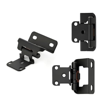 Matte Black Cabinet Hinges, 1/2 Inch Overlay, 4 Pack(2 Pairs) - color: Matte Black
