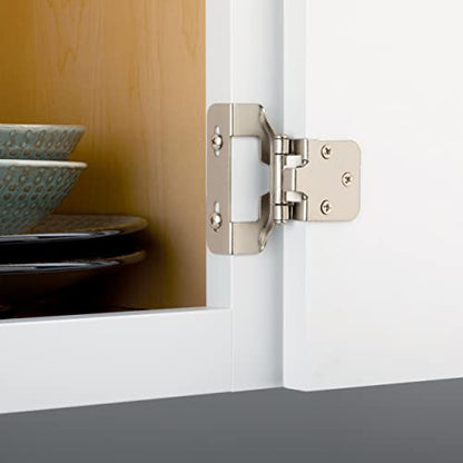 Franklin Brass (10-Count) Self-Closing Cabinet Hinges 1/2' Semi-Wrap Overlay for Cabinet Doors Kitchen/Cabinets/Cupboards/Furniture, Satin Nickel H01915K-SN-B (Pack of 10) - size: 1/2" Overlay (Pack of 10)