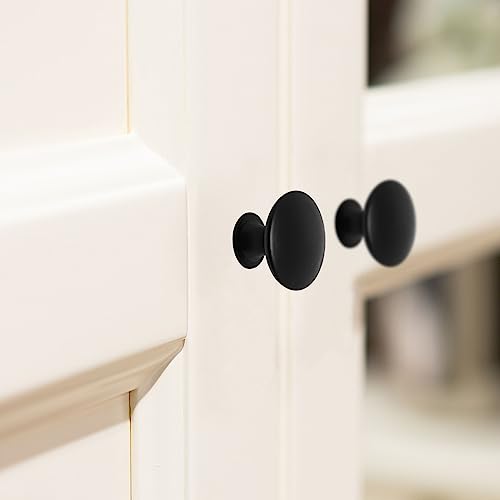 8 Pcs Black Cabinet Knobs, Round Dresser Knob Kitchen Drawer Knobs, Single Hole Cupboard Door Knob Dresser Drawer Pulls Handles - color: Black, size: 8 Pack