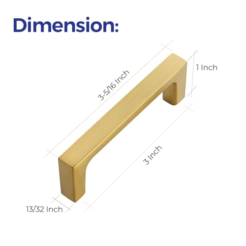 Ravinte Brushed Brass Solid Pulls Cabinet Handles 3 Inch 30 Pack - size: 3 Inch Hole Center