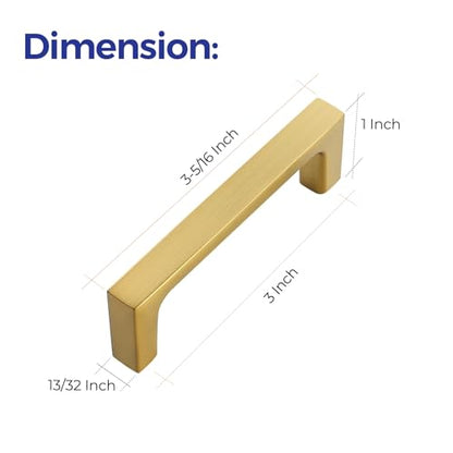 Ravinte Brushed Brass Solid Pulls Cabinet Handles 3 Inch 30 Pack - size: 3 Inch Hole Center