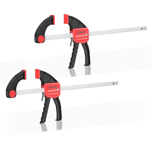 XINQIAO Bar Clamps for Woodworking 12 Inch (2) Wood Clamps Set, One-Handed Spreader with 150lbs for Stable and Reliable Fixing Solutions - size: 12IN 2PCS