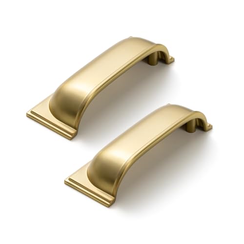 Goo-Ki 6 Pack Champagne Bronze Cup Pulls for Cabinet Kitchen Zinc Alloy Hardware,3 Inch Hole Center Channing Bin Cup Drawer Pull Handles - color: Champagne Bronze, size: 3 Inch Hole Center