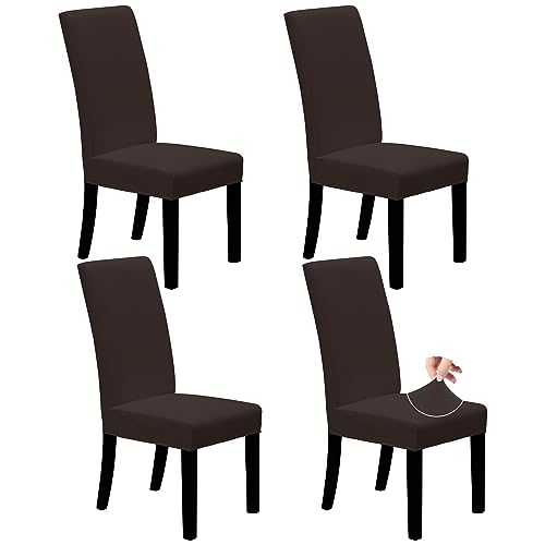 Easy-Going Dining Chair Covers Stretch Dining Room Chair Covers Set of 4, Parsons Chair Slipcovers for Dining Room, Ceremony, Banquet, Chocolate - color: Chocolate