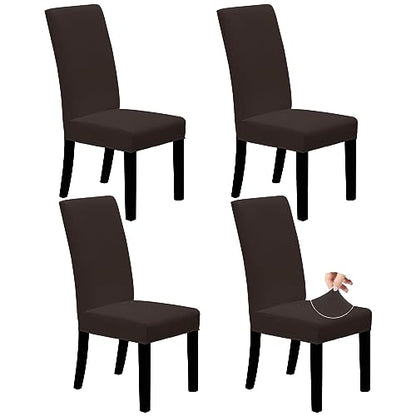 Easy-Going Dining Chair Covers Stretch Dining Room Chair Covers Set of 4, Parsons Chair Slipcovers for Dining Room, Ceremony, Banquet, Chocolate - color: Chocolate