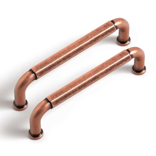 Goo-Ki 6 Pack 3-3/4 Inch （96mm） Hole Center Cabinet Pulls Antique Copper Zinc Alloy Kitchen Drawer Pulls Drawer Handles 4.2 Inch Length 2201-AC-96 - color: Antique Copper, size: 3-3/4 inch Hole Centers