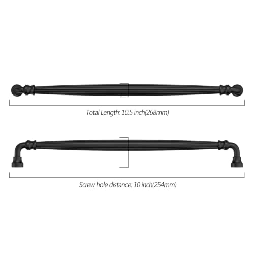 Asidrama 10 Pack 10 inch Matte Black Kitchen Cabinet Handles - color: Matte Black, size: 10" Hole Center(254mm)