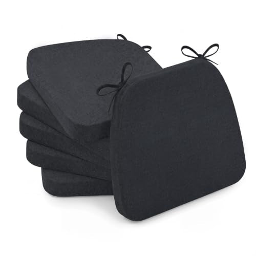 AAAAAcessories Chair Cushions for Dining Chairs, 17 x 16 x 2 in, Set of 6 - color: Black, size: 6 Pack