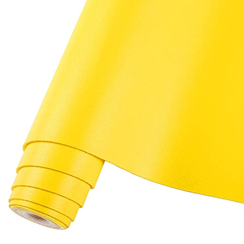 HGUAN Smooth Solid Color Yellow Faux Leather 12"X53"(30cmX135cm),Faux Leather Sheets Roll Very Suitable for Making Crafts, Leather Earrings, Bows,Sewing (Yellow) - color: Yellow
