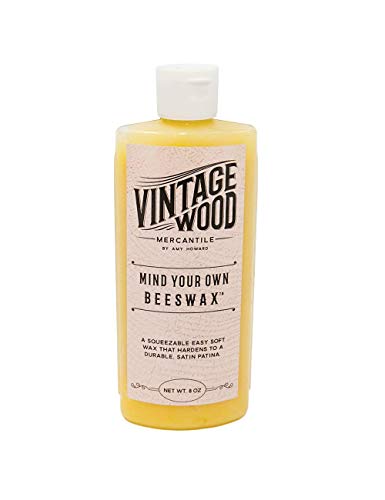 Amy Howard at Home Mind Your Own Beeswax for Vintage and Antique Furniture Restoration | Provides Honey-Hued Distressed Protective Finish and Seal | Fast 20-Minute Drying Time | 8oz Soft Wax Bottle