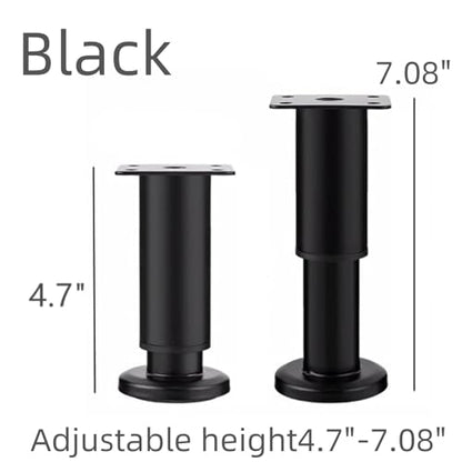 4Pcs Black Adjustable 4.7-7.08 Inch Metal Furniture Legs for Cabinet Sofa - color: Black, size: 4.7"-7.08"-Set of 4
