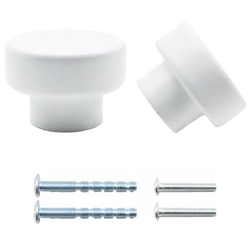 2Pcs Wooden Cabinet Knobs, Wood Dresser Knobs Cylindrical Kitchen Cabinet Knob Modern Small Round Knob for Furniture Dresser Cupboard Drawer Closet Door (White) - color: White-Cylinder