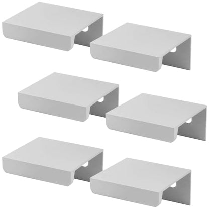 1.38 Inch Finger Pull 6Pcs, 0.63 Inch Hole Centers, Aluminum Alloy, Silver - color: Silver, size: 35mm/1.38", style: Straight Edge
