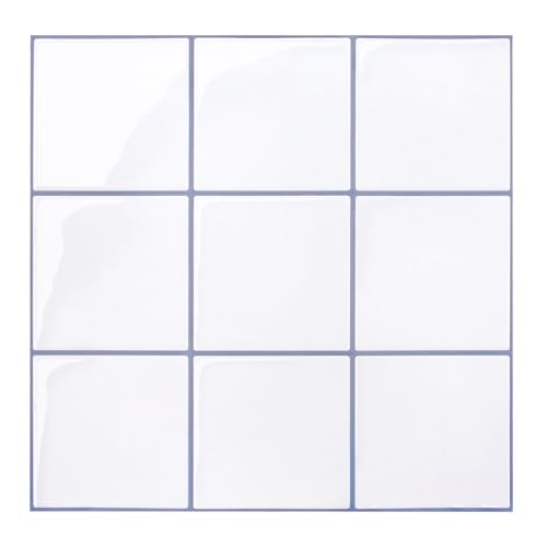 COMSTICKC Thicker Peel and Stick 3D Backsplash Tiles Kitchen Bathroom - color: White