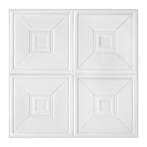 Nuanchu 16 Pcs Foam Ceiling Tile Self-Adhesive, 27.5x27.5in, Greek Key - color: Greek Key