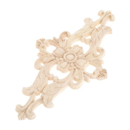2Pcs Wood Carved Appliques Central Wooden Carving Onlays Furniture Decals - size: 2-Pack, 10.63 x 5.51 inches