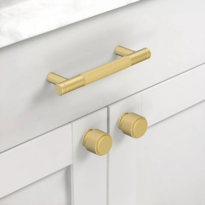 Asidrama 30 Pack Brushed Gold Zinc Alloy Knurled Dresser Knobs Cabinet Hardware for Dresser Drawers - color: Brushed Gold, style: 30 Pack