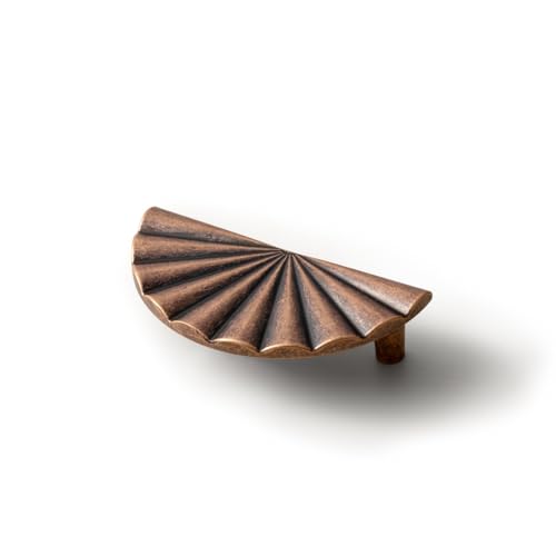Goo-Ki 2.5''Hole Centers Antique Copper Cabinet Pulls, Retro Accessible Luxury Zinc Alloy Drawer Pulls with Fan-Shaped,6 Pack - color: Antique Copper, size: 2.5'' Hole Centers Fan-Shaped Pull