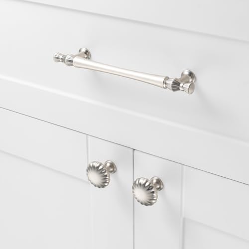 5 Inch Brushed Nickel Cabinet Pulls 10 Pack French Style P2408 - color: Brushed Nickel, size: 5" Hole Centers-10 Pcs