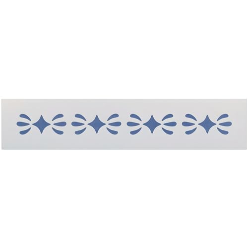 Diamond Leaf Border Stencil - 15" x 1.5" DIY Art & Craft Reusable Sturdy Flexible Painting Template 10 mil Plastic Mylar Wall Floor Tile Craft Stencils - The Artful Stencil