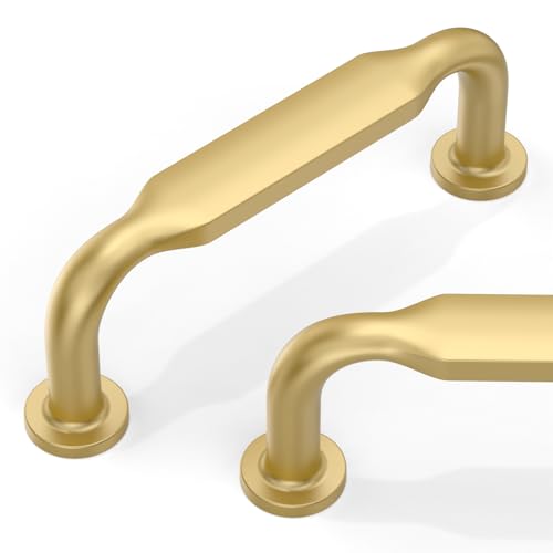 10 Pack Brushed Gold Cabinet Pulls 3 Inch(76mm) Kitchen Cabinet Handles Cabinet Hardware for Drawer Pulls - color: Brushed Gold, size: 3" Hole Center
