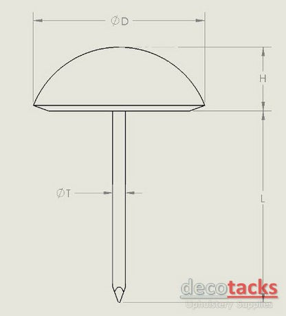 Decotacks® Large Antique Brass Finish Upholstery Nails/Tacks 1 Inch - 50 Pcs [Antique Brass Finish] DX0525AB