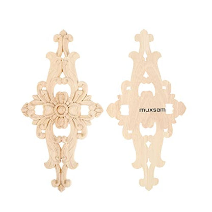 1Pc Wood Carved Appliques Central Wooden Carving Onlays Furniture Decals - size: 1-Pack, 10.63 x 5.51 inches