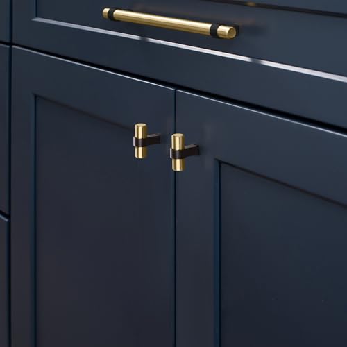 Design House Emery Cabinet Knob, Satin Gold, Matte Black - color: Satin Gold/Matte Black, size: One-Size Knob 5-Pack, style: Emery