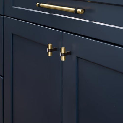 Design House Emery Cabinet Knob, Satin Gold, Matte Black - color: Satin Gold/Matte Black, size: One-Size Knob 5-Pack, style: Emery