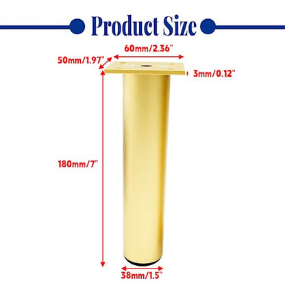 4-Pack Adjustable Aluminum Alloy Furniture Legs 7" Height Gold - color: Gold, size: 7 Inch