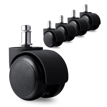 2" Office Chair Caster Wheels, 99% Universal Fit, Quiet Replacement 5 Pack - color: black