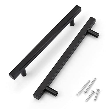 KNOBWELL 25 Pack 6-3/10" Black Cabinet Pulls Stainless Steel Cabinet Hardware for Kitchen Bathroom Vanity Pulls Matte Black Dresser Drawer Handles - color: Black, size: 6 3/10 inch(160mm)