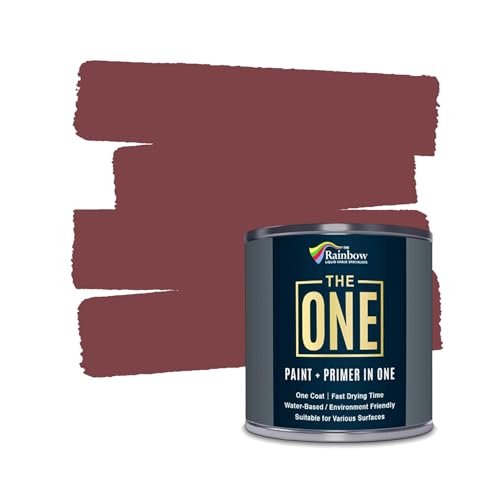 THE ONE All-In-One Paint & Primer - Deep Red Satin, 8.5 Fl Oz/250ml | 1 Coat Formula | Easy Indoor & Outdoor Decorating for Home & Garden Walls, Floors & Furniture | Water-Based & Low VOC - color: Deep Red, size: 8.5 Fl Oz (Pack of 1)