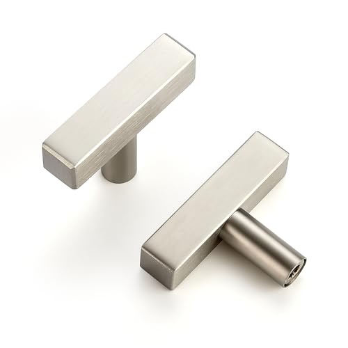 10 Pack Brushed Nickel Cabinet Knobs 2 In, Silver Square Bar Hardware - color: Brushed Nickel&square Bar