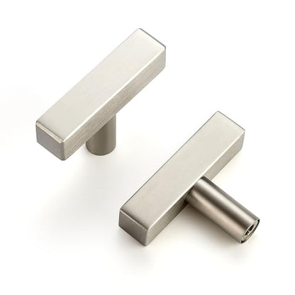 10 Pack Brushed Nickel Cabinet Knobs 2 In, Silver Square Bar Hardware - color: Brushed Nickel&square Bar