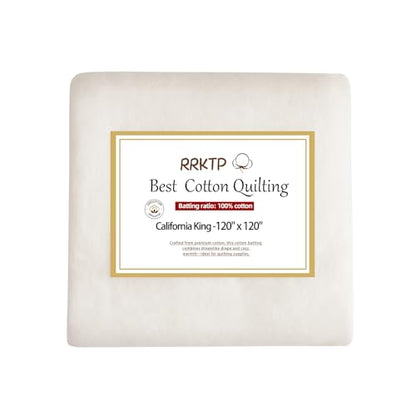 RRKTP Cotton Batting for Quilting，200 g/m² Lightweight Quilt Batting California King Size，Natural All Season Comfort Cotton Stuffing, Sewing Handmade & DIY Crafts 120"×120" - size: 120×120
