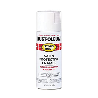 Rust-Oleum 7791830 Stops Rust Spray Paint, 12 oz, Satin White - color: Satin White, size: 12 Ounce (Pack of 1)
