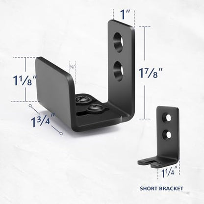 Sliding Barn Door Bottom Floor Guide, U Shape Adjustable Stay Roller, Flexible Adjustable Fit Distance, Flush Flat Bottom Design, Wall Mount System, for Door & Cabinet, 2 Pack
