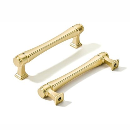 LIMUR 10 Pack 3.75 Inch (96mm) Hole Center Brushed Gold Cabinet Pulls – Solid Zinc Alloy Kitchen Cabinet Handles, Drawer Pulls for Bathroom Vanity, Dresser & Wardrobe, M4 Screws Included - color: Brushed Gold, size: 3.75"/96 MM Hole Center
