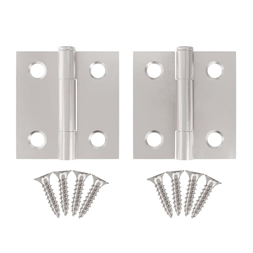 Nickel Butt Hinges with Removable Pin - 1-1/2" x 1-1/2" - Pack of 2 - Cabinet Door Hinges - UA-266-HPN (1) - color: Nickel