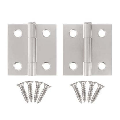 Nickel Butt Hinges with Removable Pin - 1-1/2" x 1-1/2" - Pack of 2 - Cabinet Door Hinges - UA-266-HPN (1) - color: Nickel