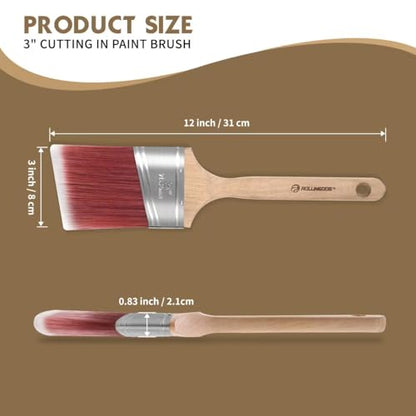 ROLLINGDOG 3 Inch Oval Angled Paint Brush - size: 3 Inch