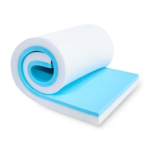 Upholstery Foam, 72" x 24" x 3" High Density Gel Memory Foam Padding Couch Cushion Support, Cut to Size Foam Replacement Pad for Sofa Sag Support - size: 72" X 24" X 3"