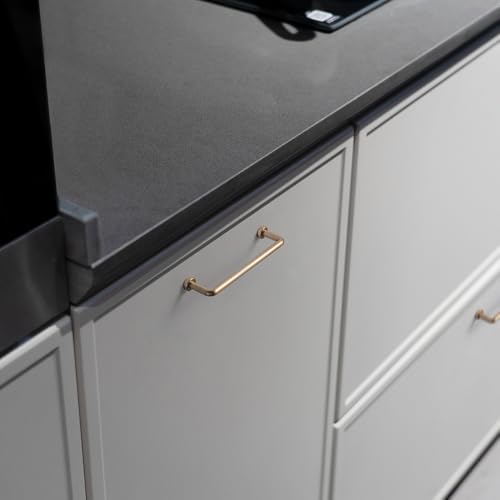 Goo-Ki 6 Pack 4" Center to Center Champagne Bronze Modern Cabinet Pulls Solid Contemporary Home Improvement Hardware Drawer Pulls Zinc Alloy Kitchen Handles - color: Champagne Bronze, size: 4'' Center to Center