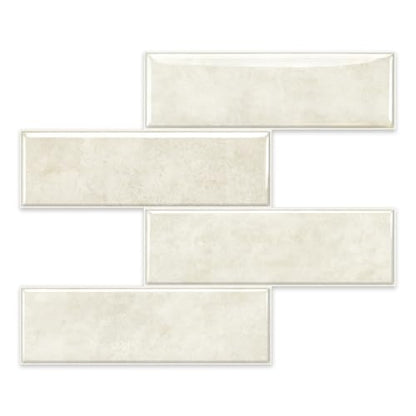10 Sheets Thick Peel and Stick Backsplash, Self Adhesive Wall Tiles, Stick on Backsplash for Kitchen and Bathroom, 12"x9.8", Beige - color: Beige