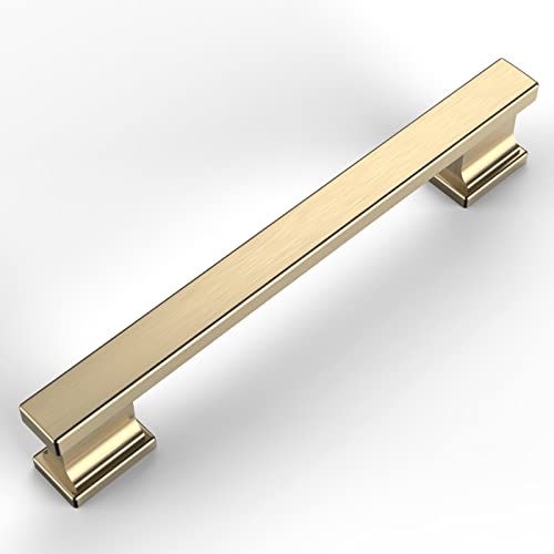 Asidrama 6 Pack 5 inch Brushed Brass Kitchen Cabinet Handles - color: Brushed Brass, size: 5" Hole Center, style: 6 Pack