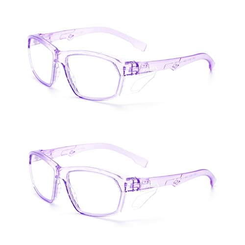 ProtectX Stylish Safety Glasses Anti-Fog Scratch Lilac Clear - 2PC - color: 2 Pack Lilac