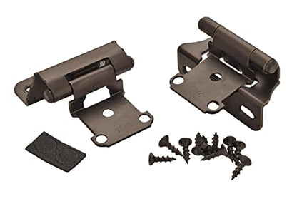 Amerock 1 Pair 1/4" Overlay Oil-Rubbed Bronze Partial Wrap Cabinet Hinge - color: Oil Rubbed Bronze, size: 1/4 Inch (6 mm) Overlay