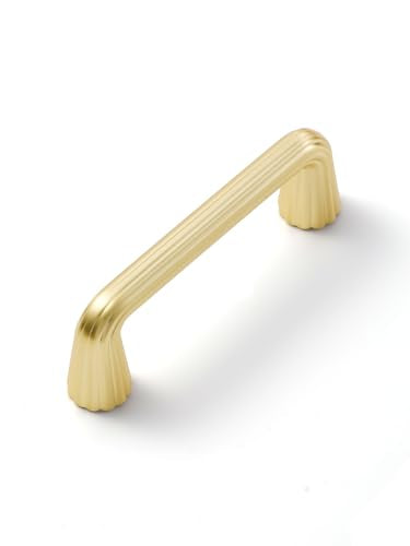10 Pack Gold Cabinet Pulls 3" Hole Center Brushed Brass Drawer Pulls Bathroom Dresser Handles Hardware Zinc Alloy - color: Brushed Gold, size: Pull - 3 Inch Hole Center